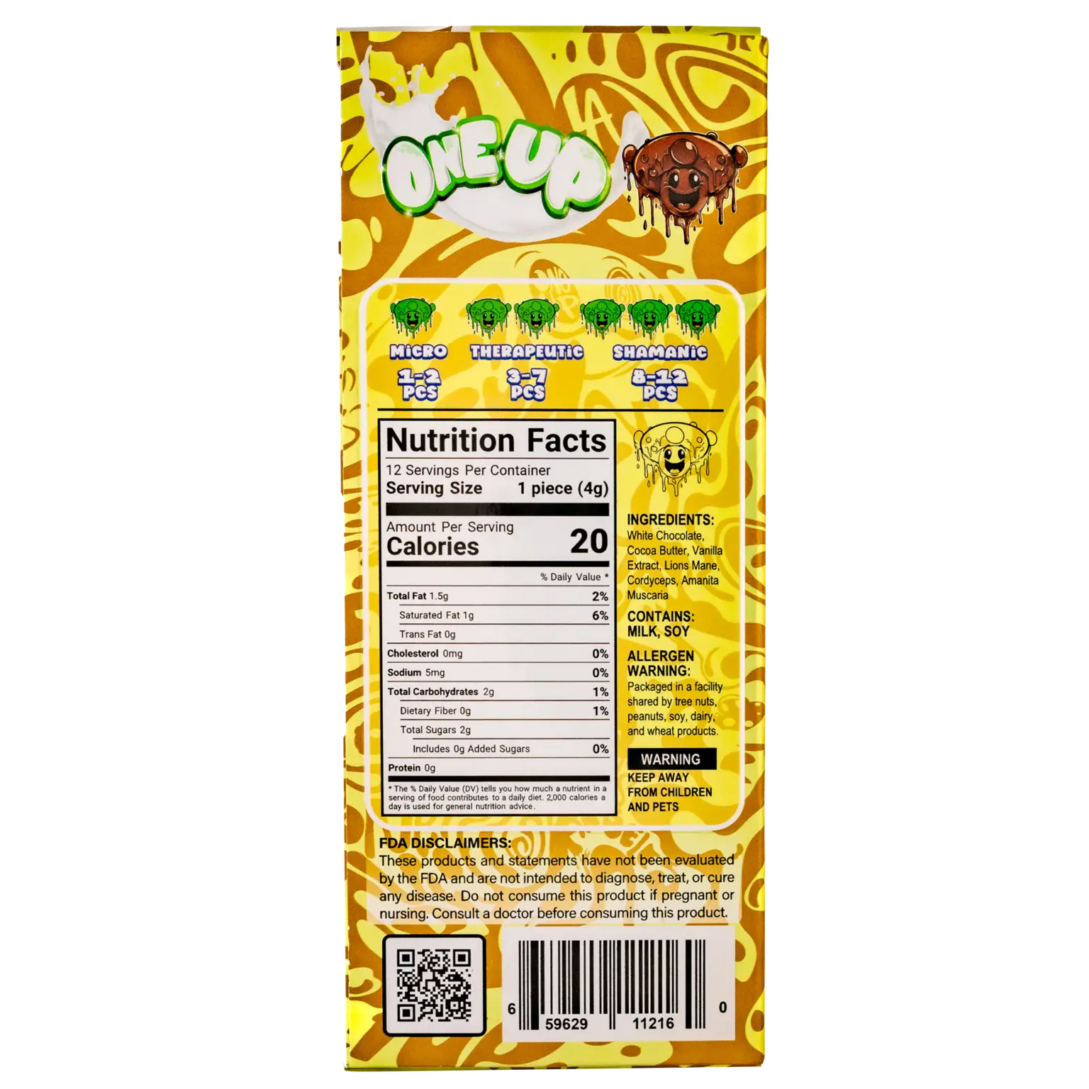 One Up Vanilla Bean Mushroom Chocolate Bar